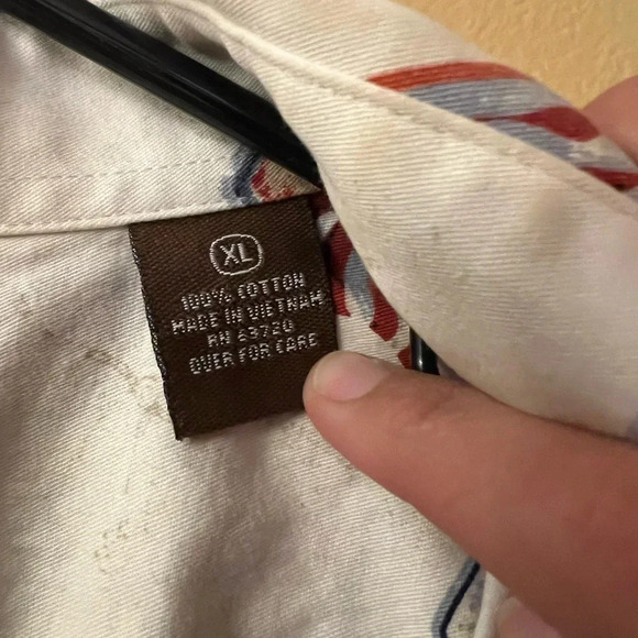 VTG North River Outfitters Men's MOTORCYCLE USA FLAG HIGHWAY Shirt Size XL - Picture 4 of 5